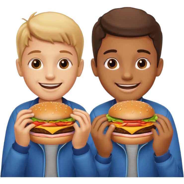 kids with hamburgers emoji