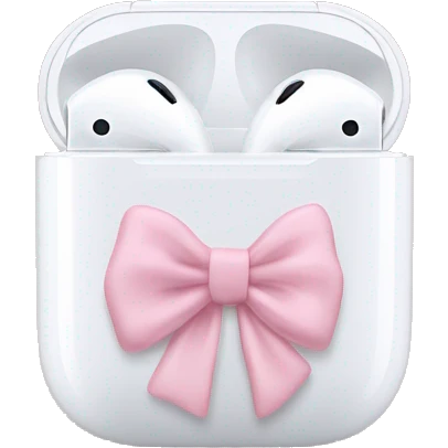 white airpod maxes with light pink bow emoji