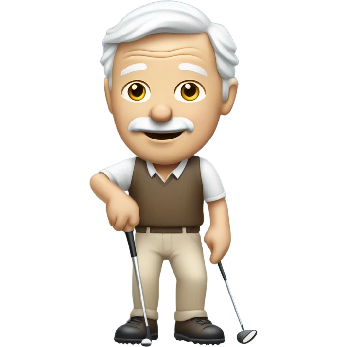 Elderly white male no facial hair and no cane playing golf emoji