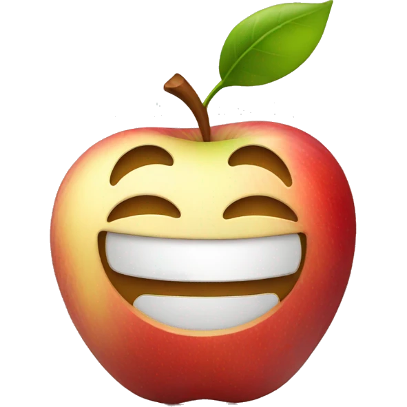 an apple with a smiling face emoji