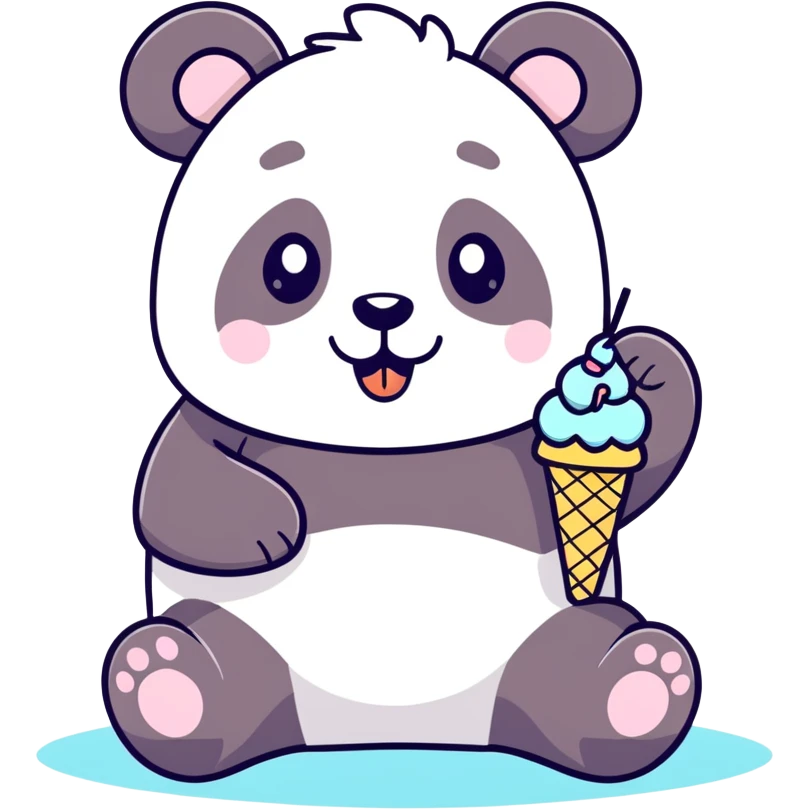 Panda eating ice cream emoji
