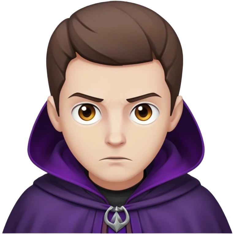 Amycus Carrow in harry potter, a man thin, brown hair, crew cut hair, look evil, dark purple cloak emoji
