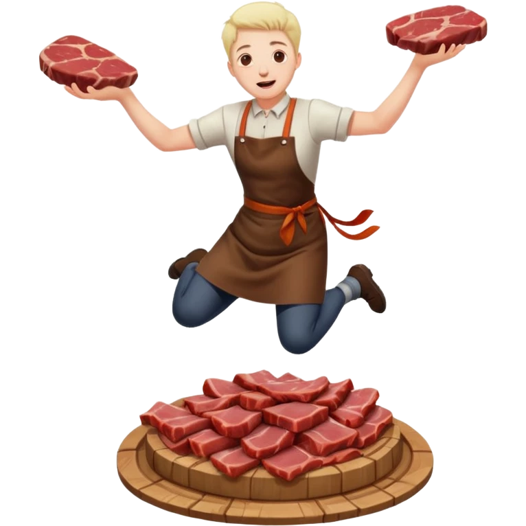 someone jumping on meat emoji