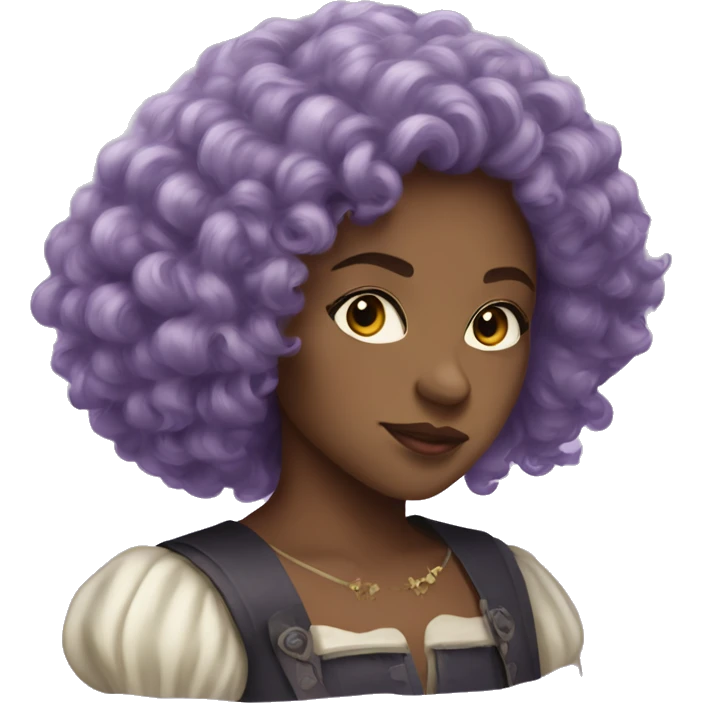 Three musketeers dark black women lilac curly hair emoji