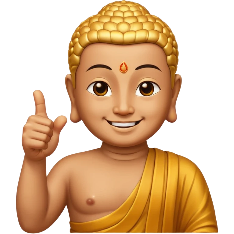 Buddha smiles and gives a thumbs up emoji