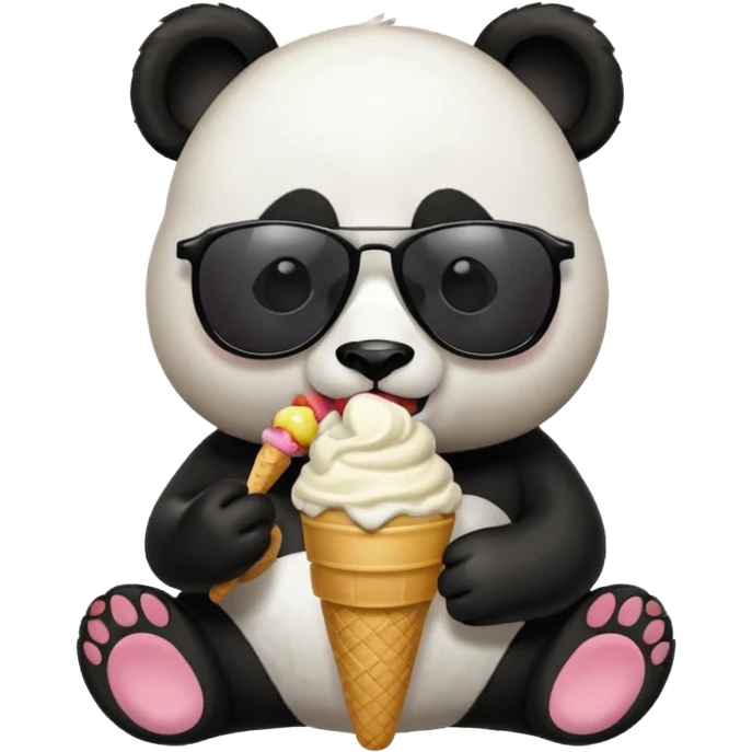 Get this emoji or create your own with AI ✨ https://www.emojis.com/emoji/panda-eating-ice-cream-HqrUXni6ddKCat with sunglasses emoji