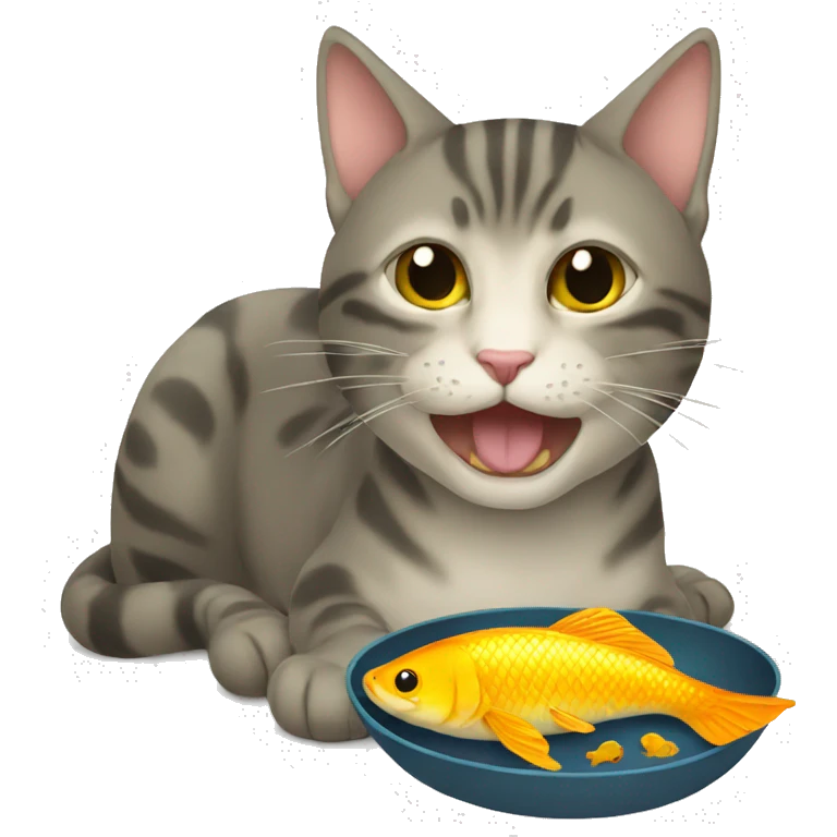 Cat eating golden fish emoji