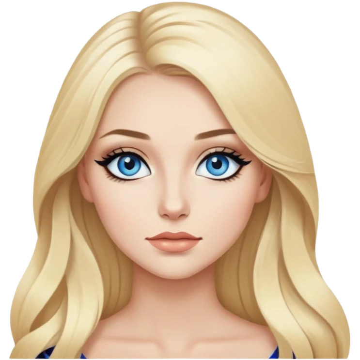 blonde, blue eyes baddie,pretty makeup, black eyeliner, long hair emoji