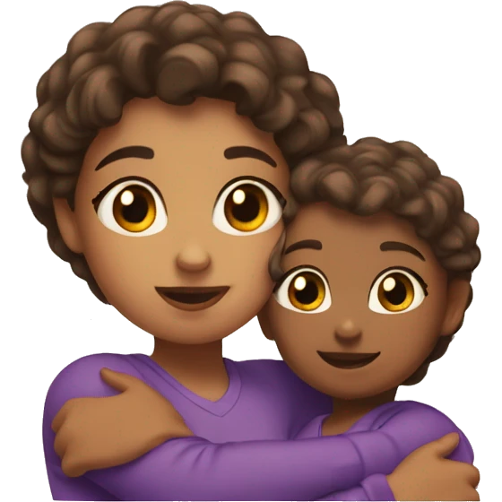 big sister and little sister hug emoji