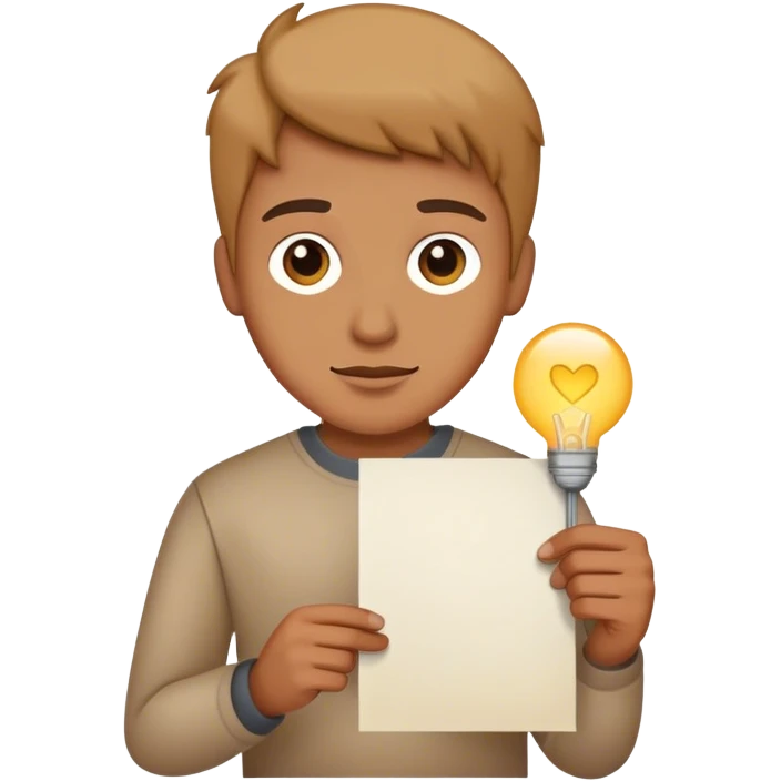 The person holds a glowing piece of paper—their “I hate” and “I love” list—illuminating their way forward. emoji