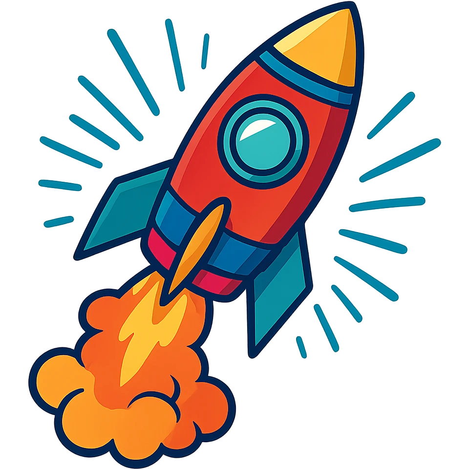 rocket, vibrant and dynamic, launching upward, modern illustration style emoji