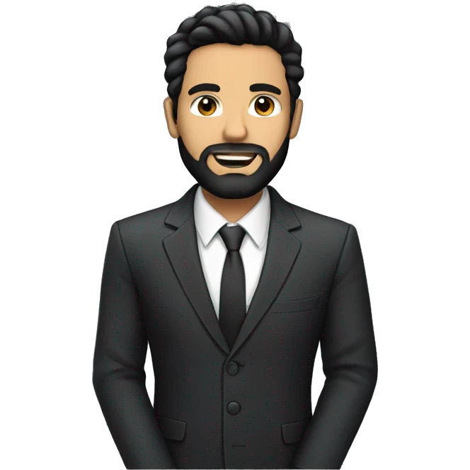 Man in suit with black hair and beard emoji