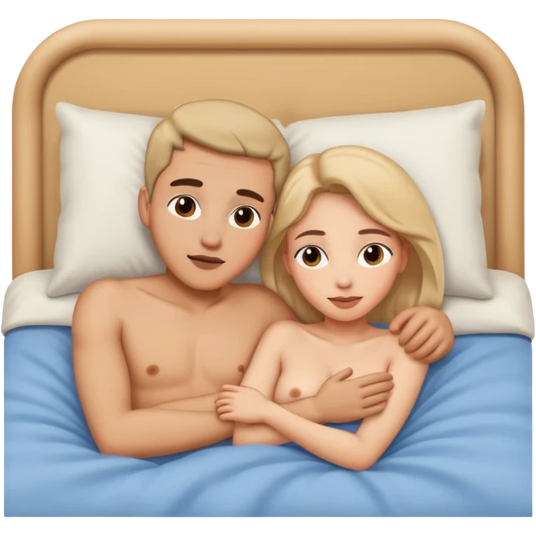 Yatakta yatan çıplak kız ve erkek emoji