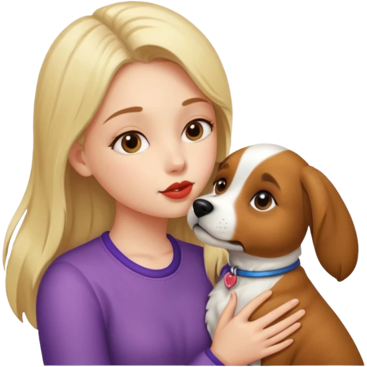 A girl kissing a dog emoji