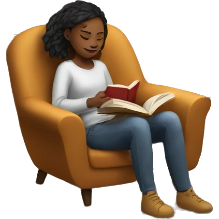 girl reading a book in cozy chair  emoji