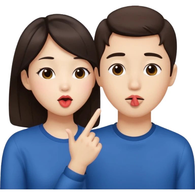 Asian girl blowing kiss to brunette boy  emoji