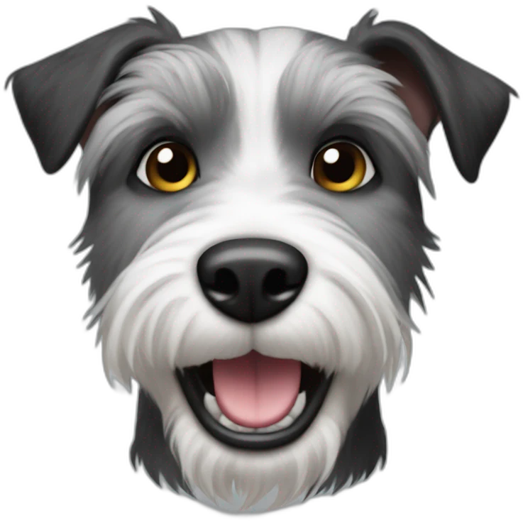 happy parson terrier, grey and black fur emoji