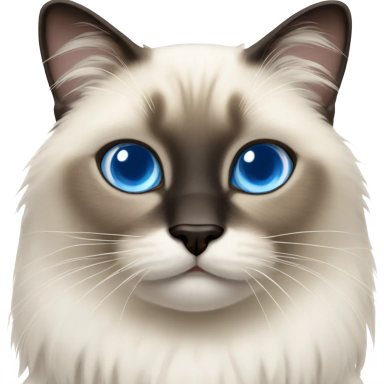 really fluffy Siamese cat blue eyes white paws emoji