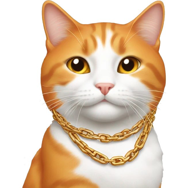 Orange and white cat wearing a chain emoji