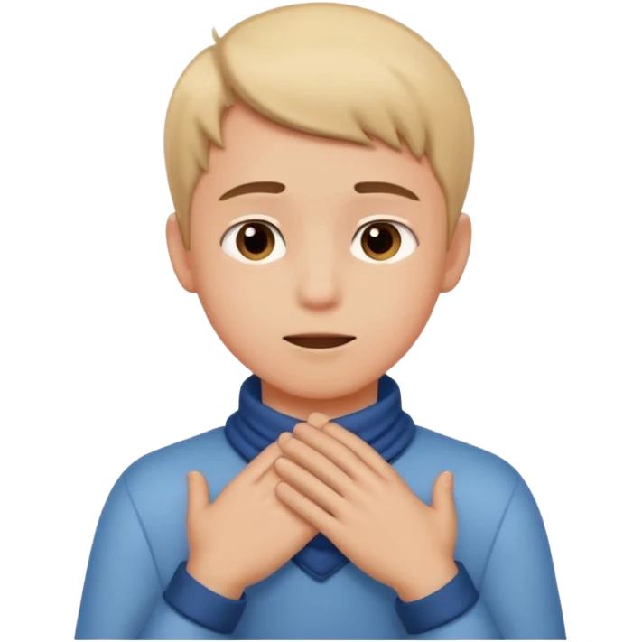 a boy holding his hands around his neck  emoji