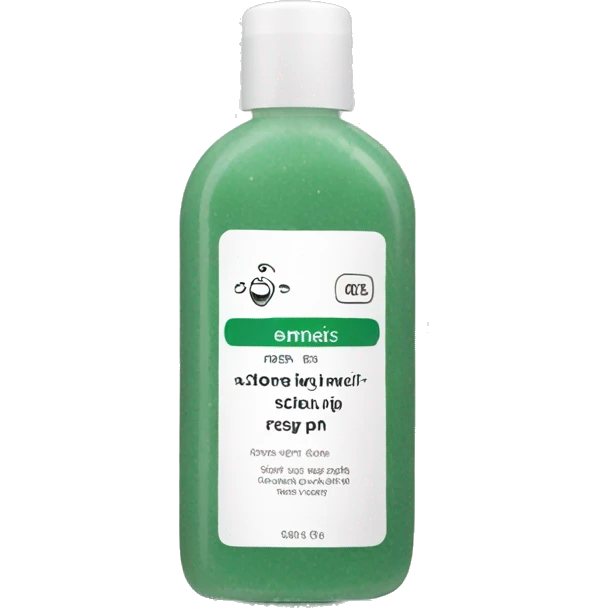 bottle of scalp scrub with label emoji
