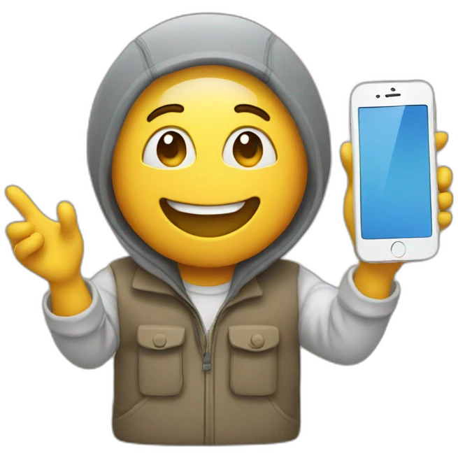 Happy person holding an iPhone emoji