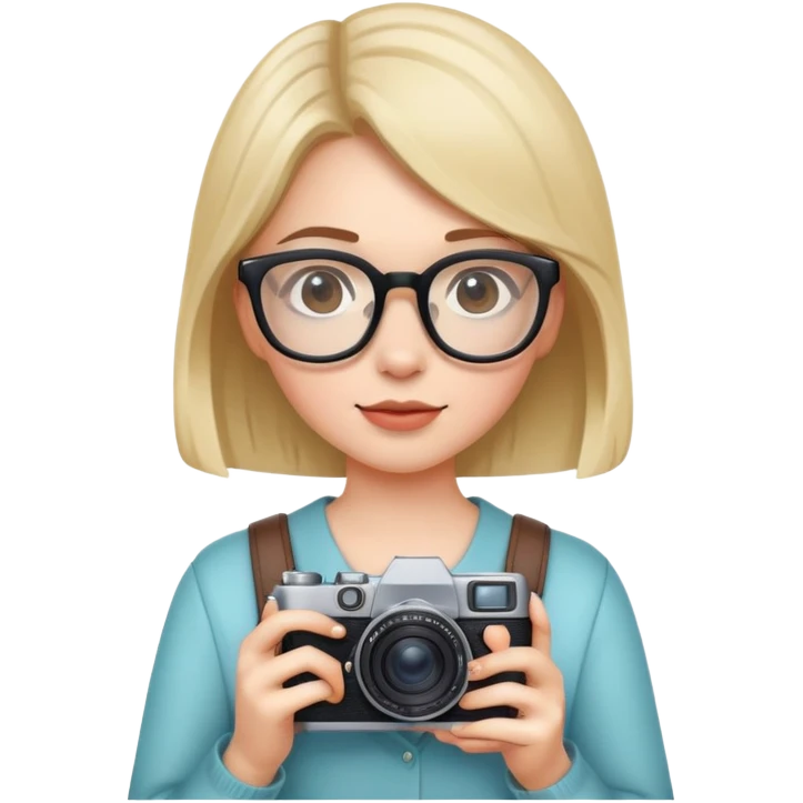 Una chica con lentes y su cámara  emoji