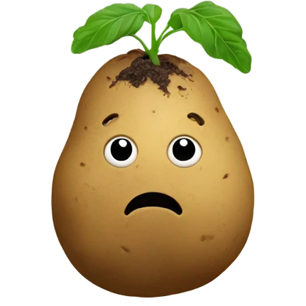A potato with soil, no expression, no leaves emoji