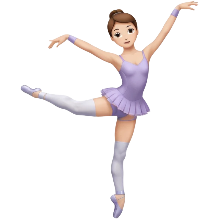 Ballet dancer in over the knee socks, leotard and brown hair emoji