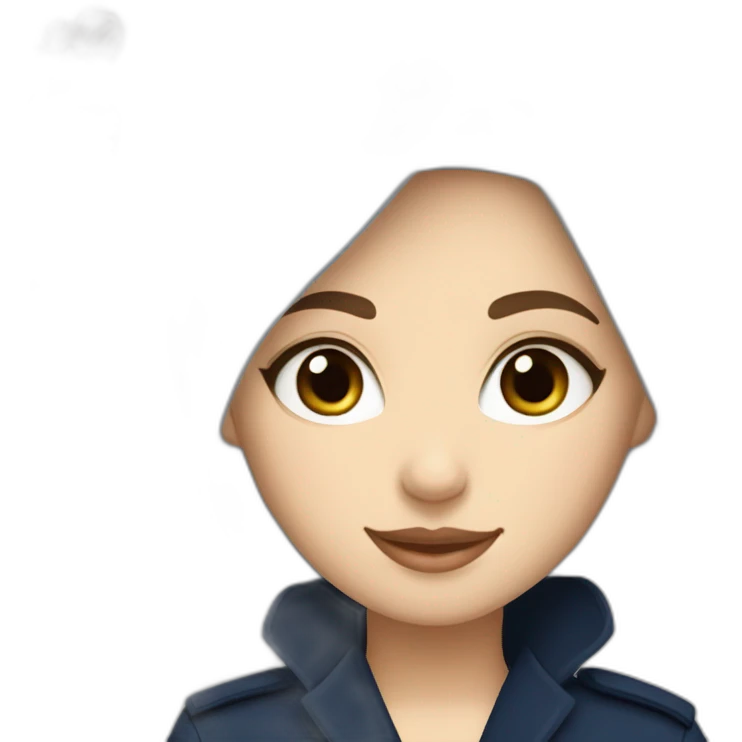 muslim white girl with levant white hijab and navy blue trench coat emoji