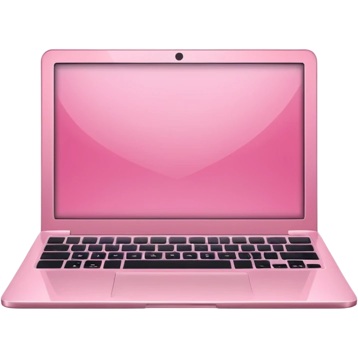  pink pink laptop with a sleek modern design, open screen, soft lighting and reflections, minimal aesthetic, isolated on transparent background, realistic style emoji