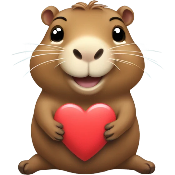 Capybara dando un corazón con sus manos mientras sonríe emoji