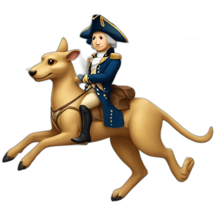 George Washington riding a kangroo with wings emoji