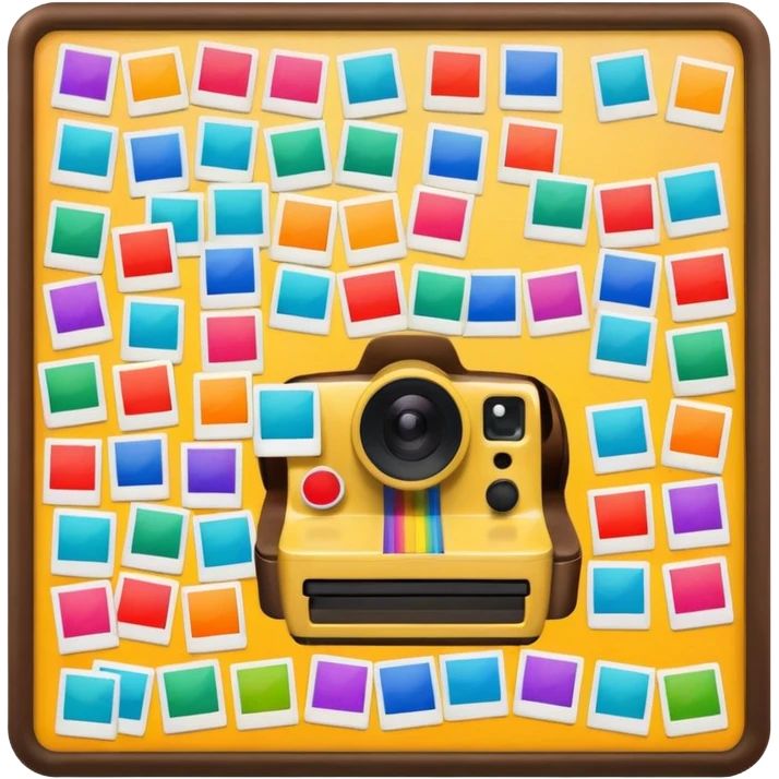 Collage board with polaroid photo emoji