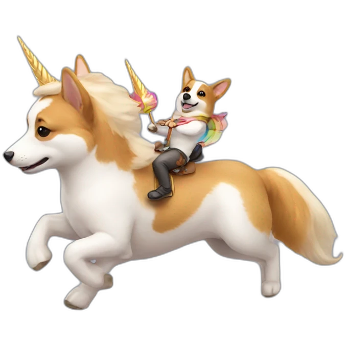 Corgi riding unicorn emoji