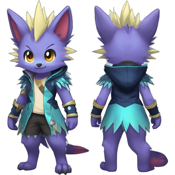 Anthro Scalie Spiky Cool Edgy Magical Shiny Colorful Pastel Sparkle Kemono-style Chibi Fantasy-Animal-Fakémon-Pokémon-Hybrid Fur Sona Aesthetic Full Body emoji