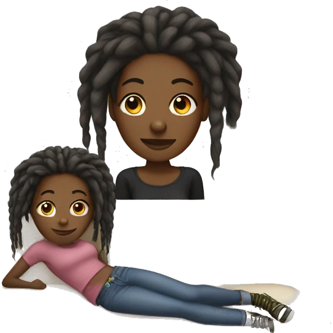 Black girl with dreadlocks on the couch emoji