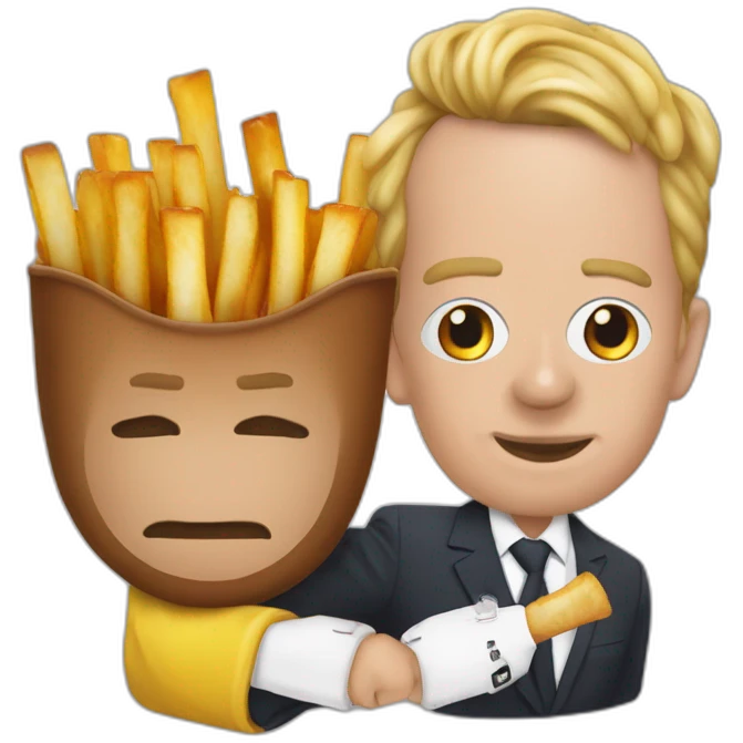 Poutine et Macron qui appuient sur un bouton emoji