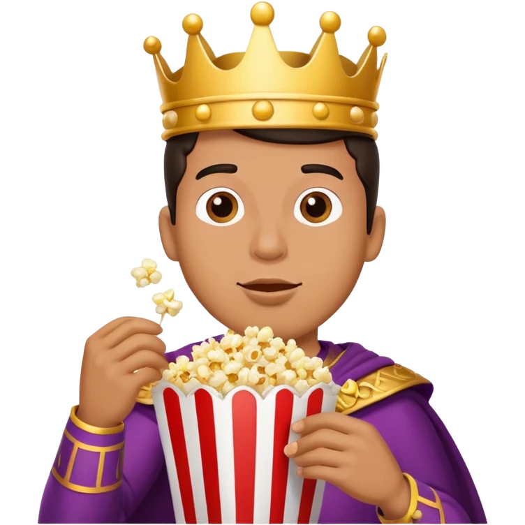 Photorealistic king eating pop corn emoji