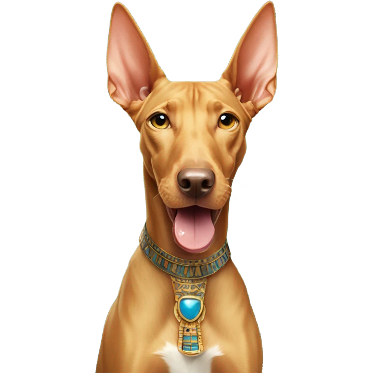 An Egyptian pharaoh hound its tongue sticking out emoji