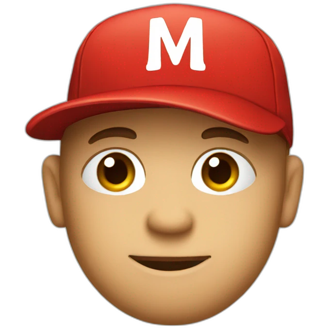 Red letter M with a cap emoji