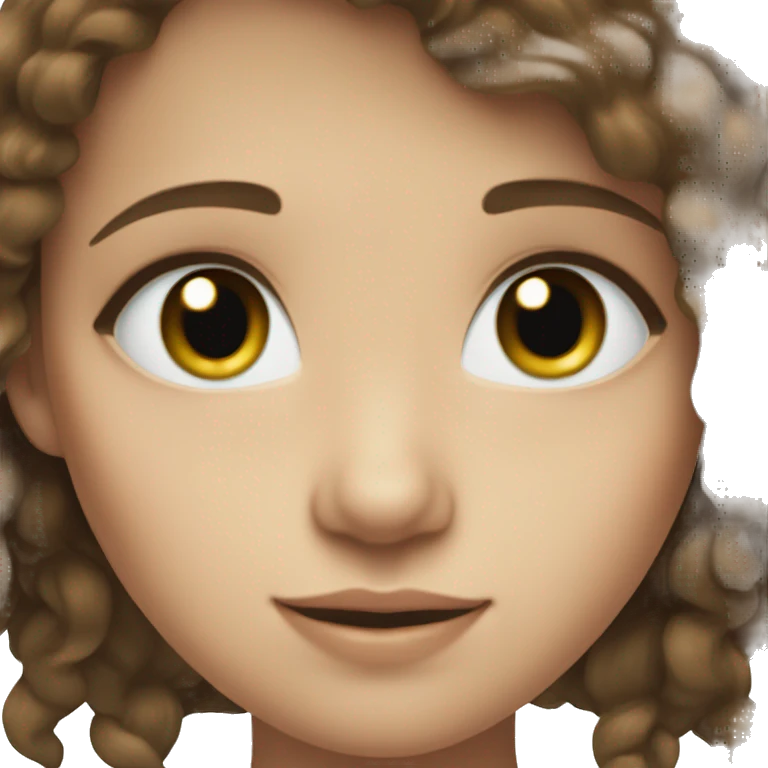 Girl with brown hair and blueish green eyes white  emoji