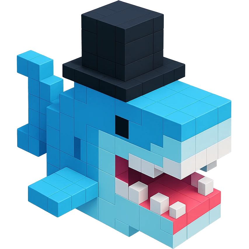 Shark with a top hat emoji