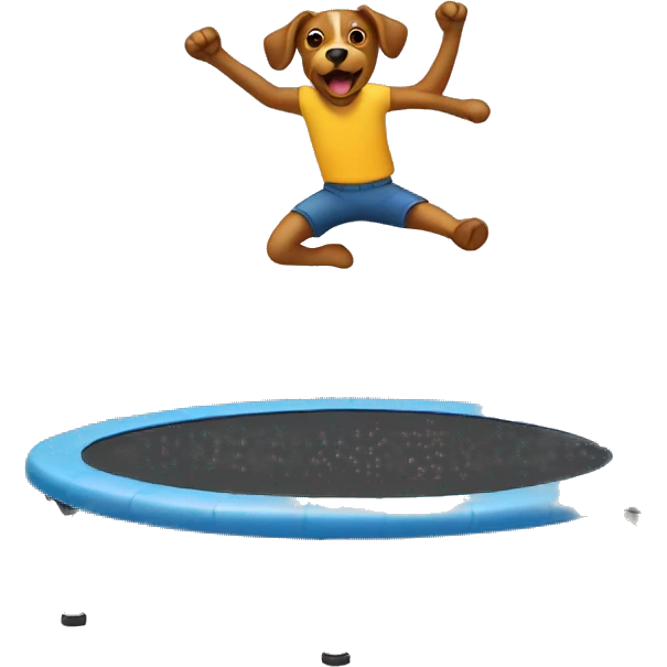 someone jumping on a trampoline with their dog emoji