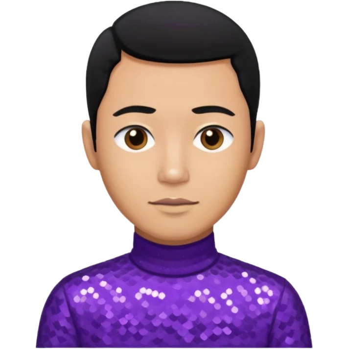 Jeff Fatt from The Wiggles with black hair, purple sequin skivvy shirt emoji