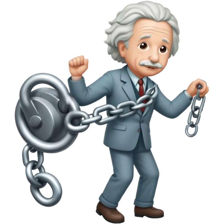 Albert einstein pulling on a chain emoji