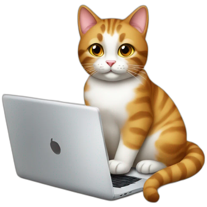 A cat with laptop and cappuccino  emoji