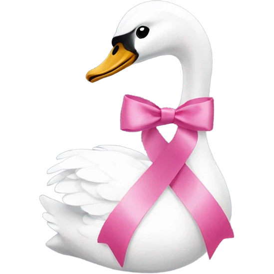 Swan with pink ribbon emoji