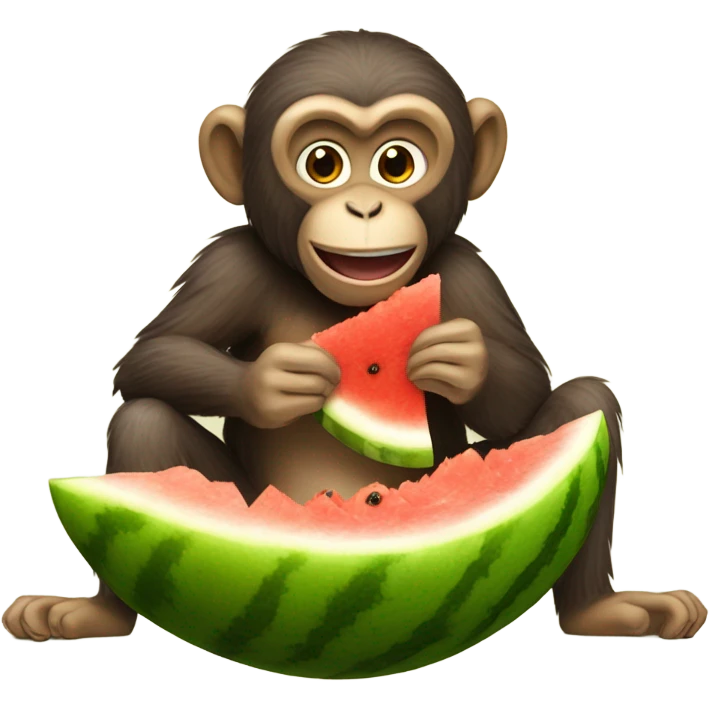 Monkey eating watermelon and chicken  emoji
