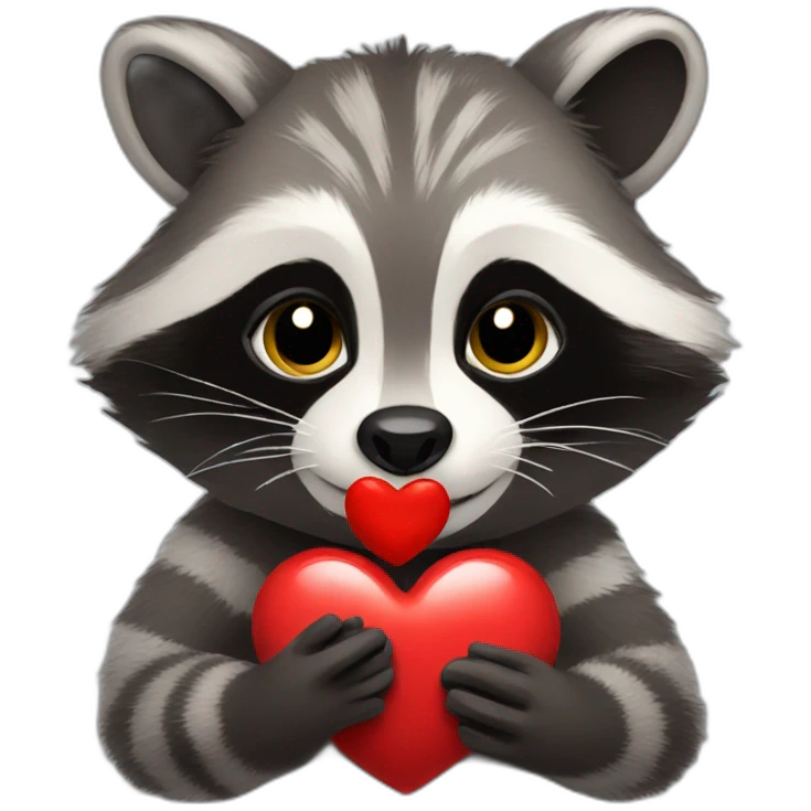 Racoon holding heart emoji